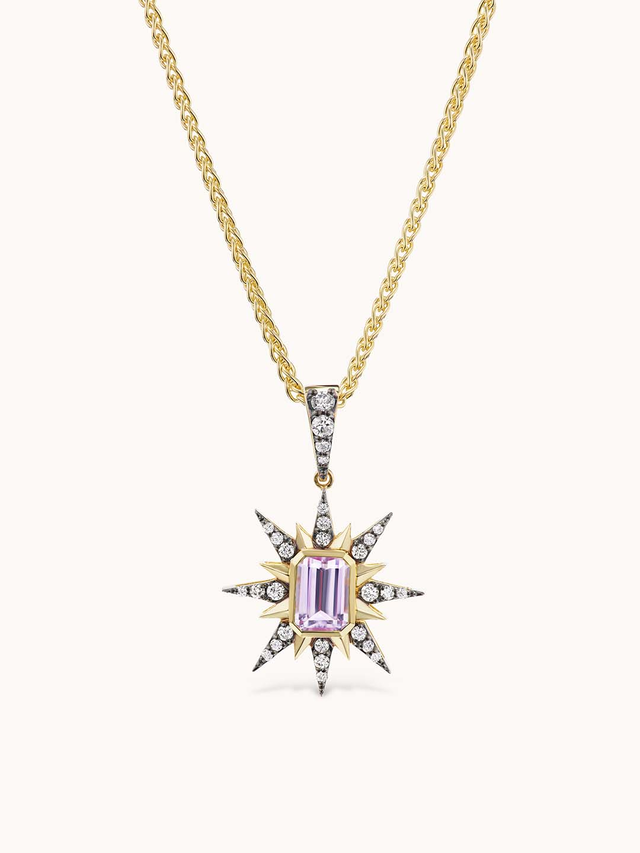 Starburst Charm Necklace Pink Sapphire