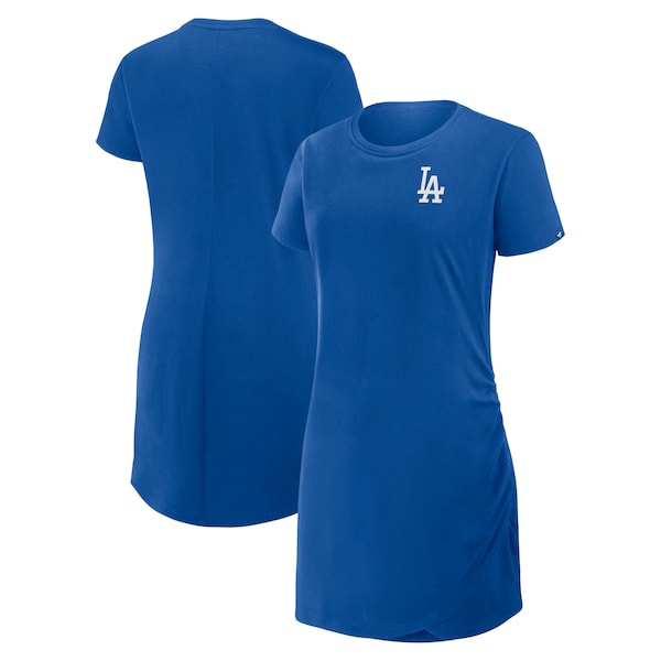 Women's Los Angeles Dodgers Fanatics Royal Ruched Drape T-Shirt Dress
