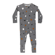 Halloween Boo Crew Small Ribbed Zip Romper