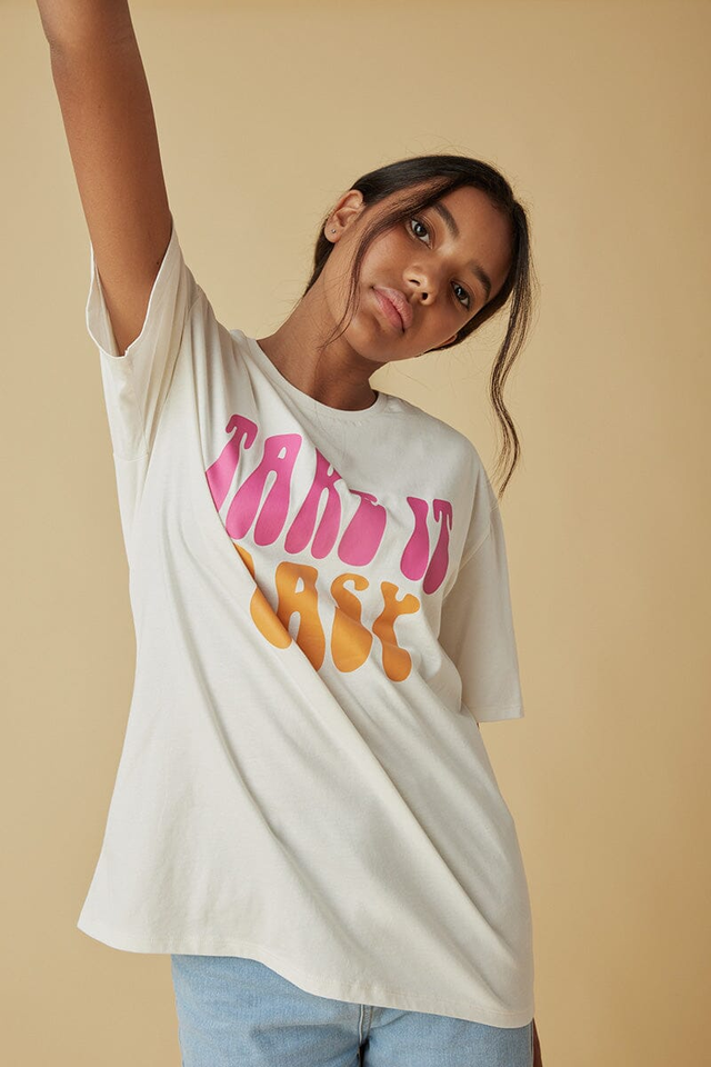Ss Oversized Take It Easy Tee