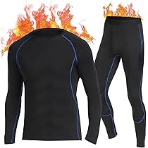 SIMIYA Thermal Underwear Set for Men Long Johns with Fleece Lined Base Layer for Workout Skiing Running Hiking Navy Blue