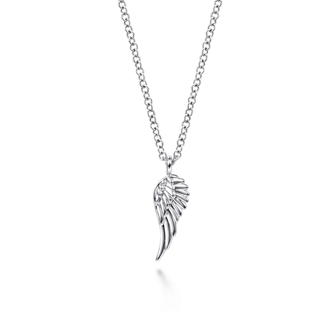 925 Sterling Silver Angel Wings Pendant Necklace