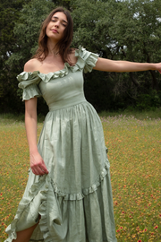 Adeline Dress in Sage Linen
