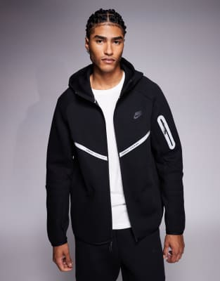 Nike Tech Fleece reflective full zip hoodie in black