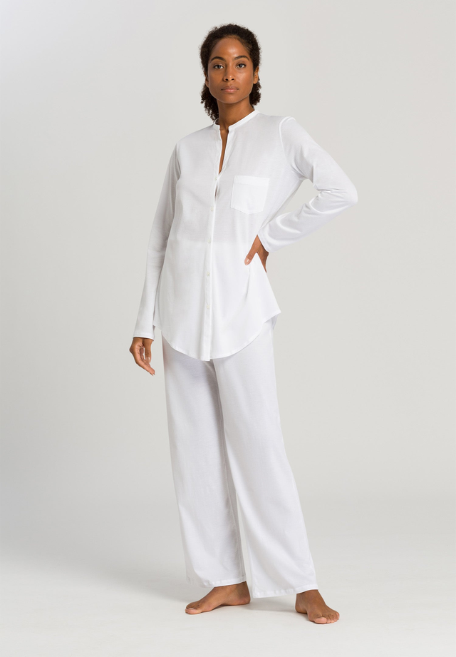 Cotton Deluxe Button Front Cotton Pajama Set | White 77956-101