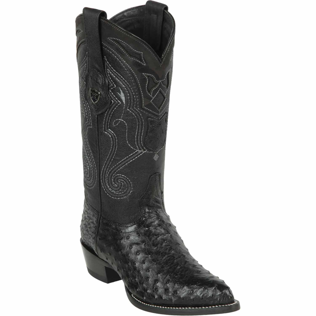 Original Ostrich Boots Pointed Last Reddish Black Color - Wild West Boots