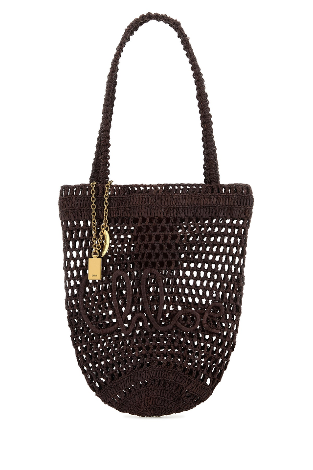 Brown raffia small Summer Banana shopping bag