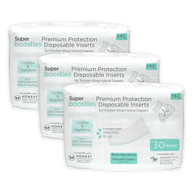 Super Boosties - Disposable Diaper Inserts, Medium/Large, Pack of 90