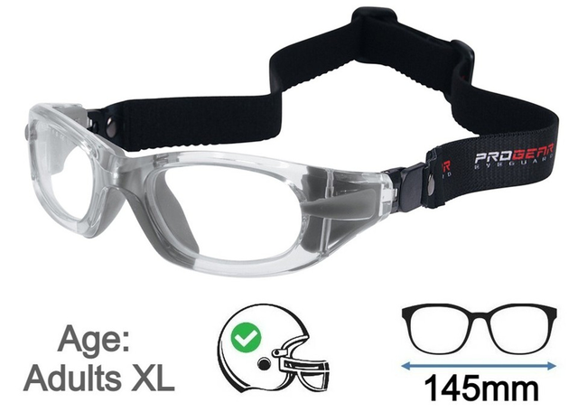 Progear Adults XL Sports Goggles EG-XL1041 STRAP - Shiny Crystal Transparent 10 - XL Size 57