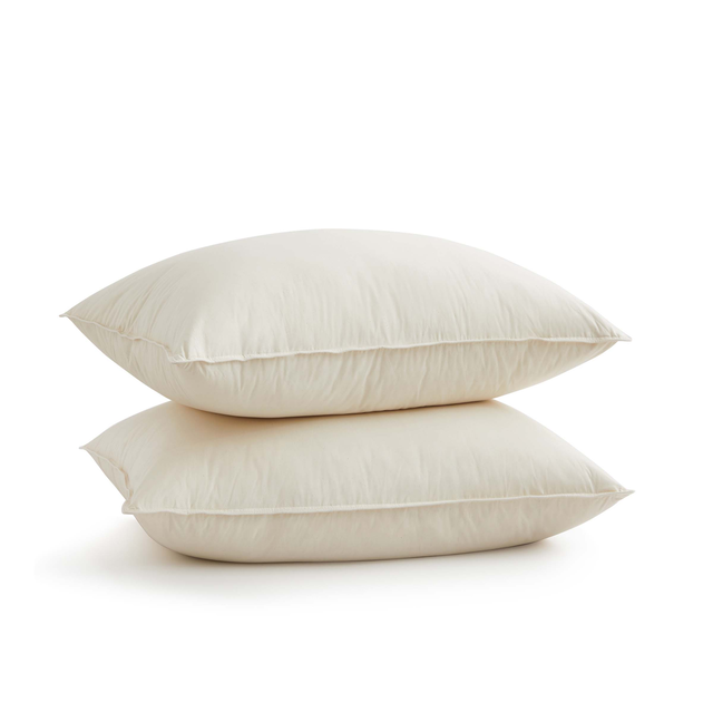 2 Pack Organic Cotton Down Feather Pillows for Back and Side Sleepers, Pillow-in-a-pillow design, 300 TC, 100% Cotton Fabric