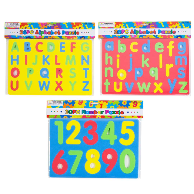 Foam Puzzle Sets - Alphabet & Numbers, Assorted Packs