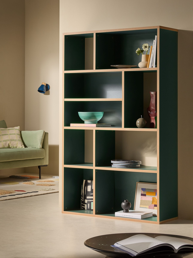 Zayla Wide Tall Shelving Unit in Green