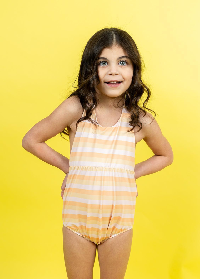 Peachy Stripe | Mini Romper One-Piece