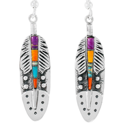 Multicolor Feather Earrings Sterling Silver E1244-C00
