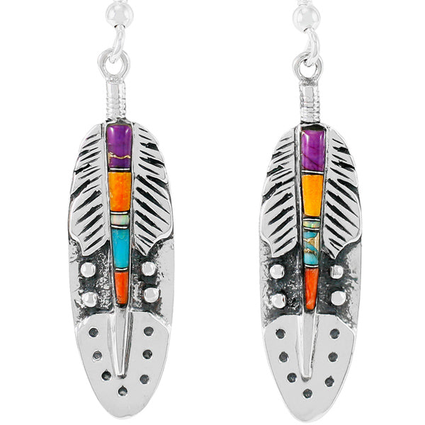 Multicolor Feather Earrings Sterling Silver E1244-C00