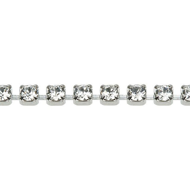 PRESTIGE Crystal Rhinestone Cup Chain, #1028 PP18, Rhodium Plated / Crystal, by the Foot