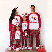 Christmas Matching Family Pajamas Cartoon Antlers Kitten Red Pajamas Set