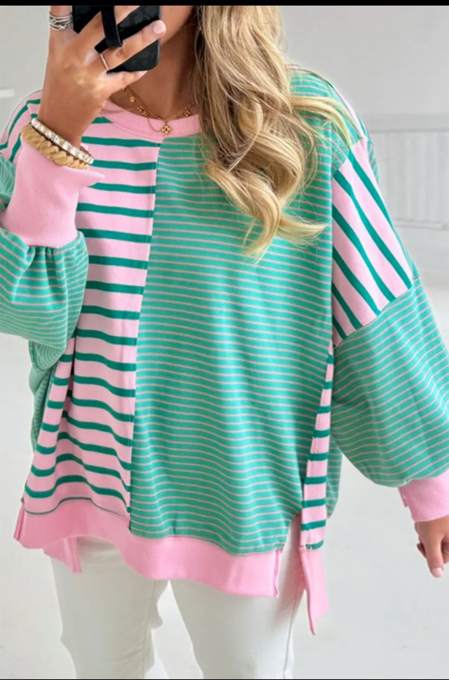 Green Striped Blouse