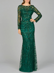 Lara Dresses 29050 Long Sleeve Formal Beaded Lace Evening Dress