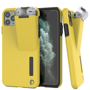 Punkcase iPhone 11 Pro Airpod Charging Case Holder | Slim & Durable 2 in 1 [Yellow]