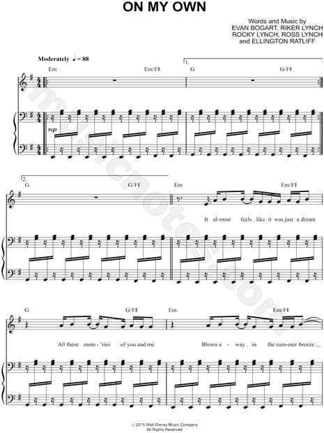 "On My Own" from 'Teen Beach 2' Sheet Music in G Major (transposable) - Download & Print