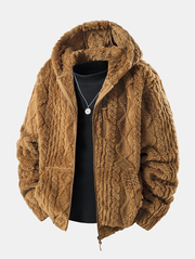 Geometric Jacquard Teddy Hoodie