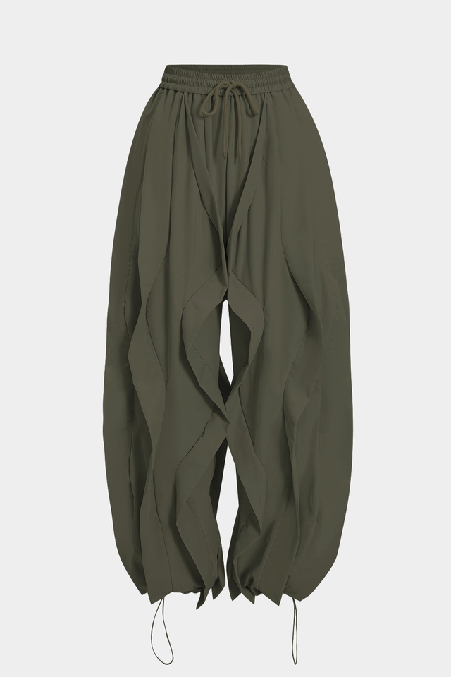 Drawstring Ruffle Trousers