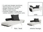 Spacely X-Long Single White Multi-Position Futon Frame and Mattress Set