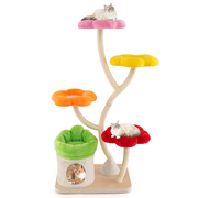 Tangkula 65 Inch Tall Cat Tower with Flower-Shaped Platforms