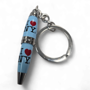 I Love NY Mini Twist Pen Keyring - Blue