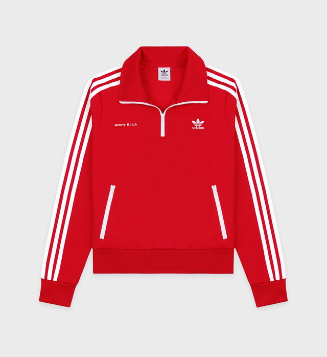 Adidas Track Quarter Zip - Sports Red/White