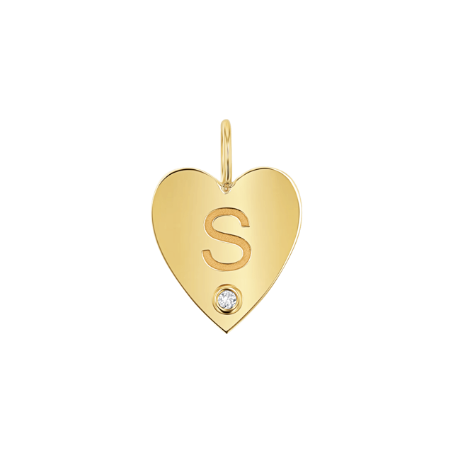 Engravable Diamond Initial Heart Charm