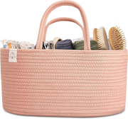 Rope Diaper Caddy Organizer in Misty Rose