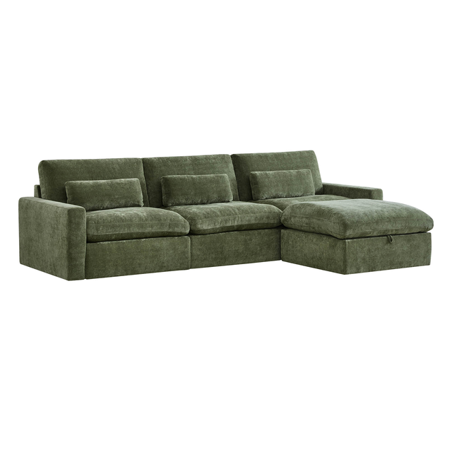 Ivy 4-Seat Performance Fabric Modular Sectional Sofa with Storage Ottoman