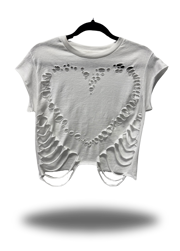 ROAD RASH HEART WHITE CROP TOP