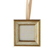 Florentine Frame Ornament - Cream Gold Cream Ribbon