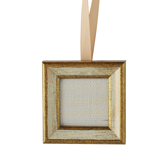 Florentine Frame Ornament - Cream Gold Cream Ribbon