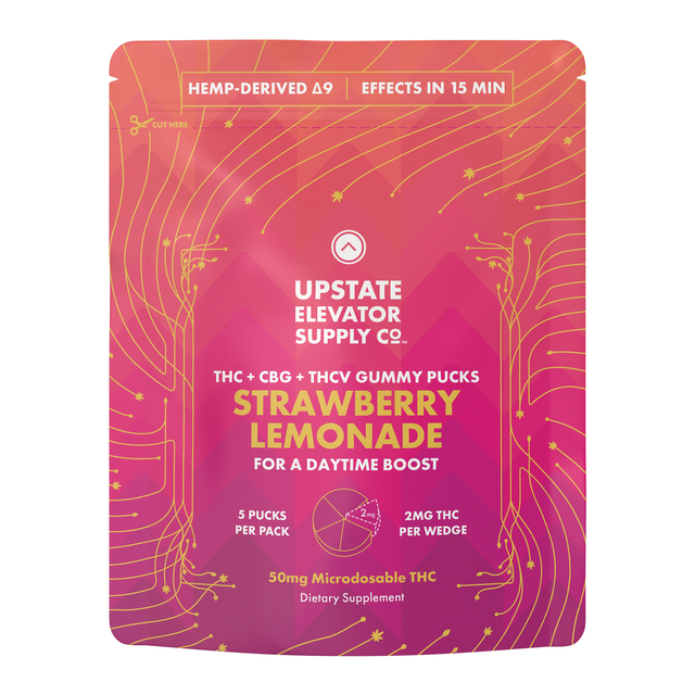 50mg THC+CBG+THCV Strawberry Lemonade Gummies | Upstate Elevator