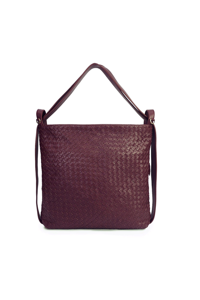 Woven Evra Tote - Burgundy