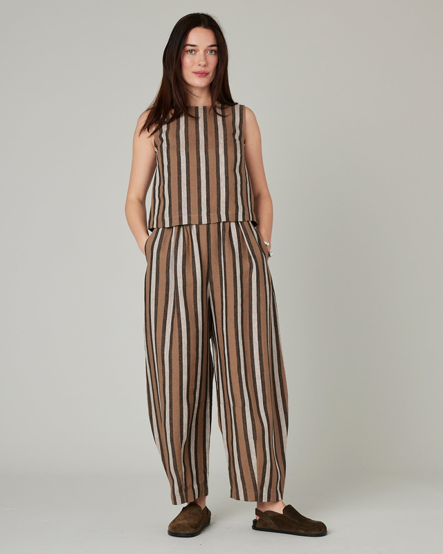 Daisy Pecan Stripe Linen Trousers