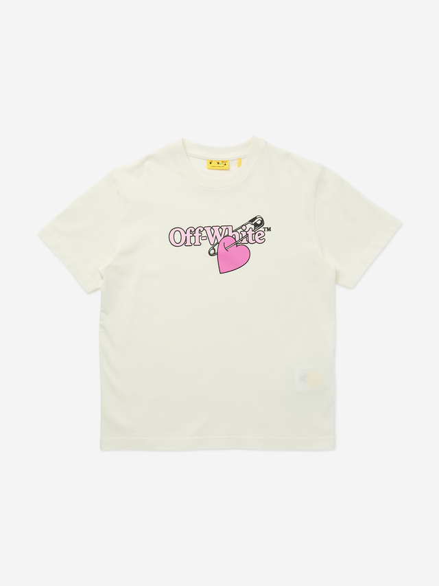 Off-White Girls Bookish Pop Heart T-Shirt in White