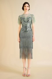 Exquisite Floral Fringe Flapper Dress