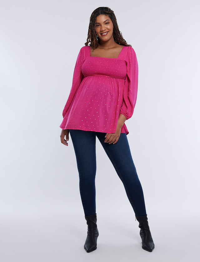 Long Sleeve Mocked Empire Waist Top
