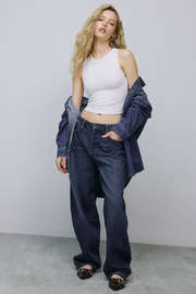 Mid Rise Wide Leg Cargo Jeans
