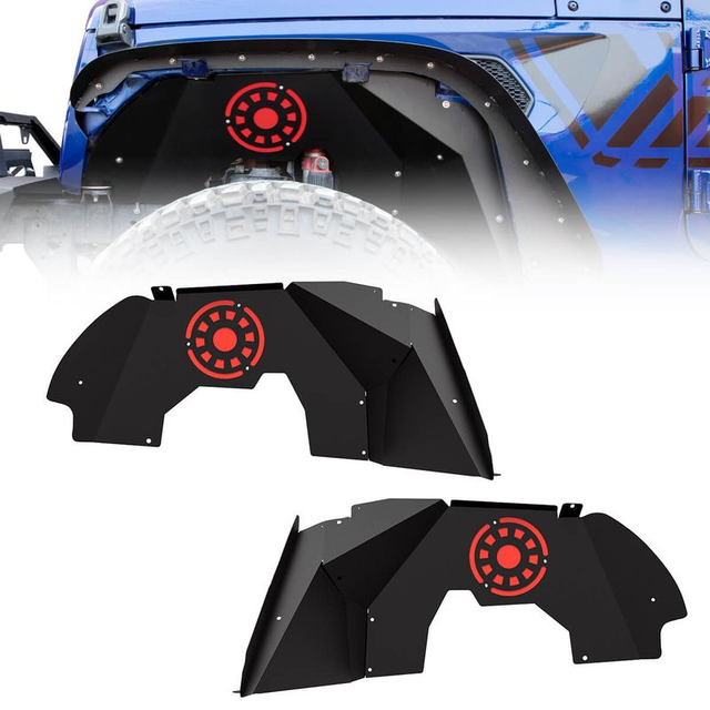 Front Inner Fender Flares for 2018-2025 Jeep Wrangler JL & JLU Unlimited 2 & 4 Door, Offroad Bolt-on Style Steel Fender Flares