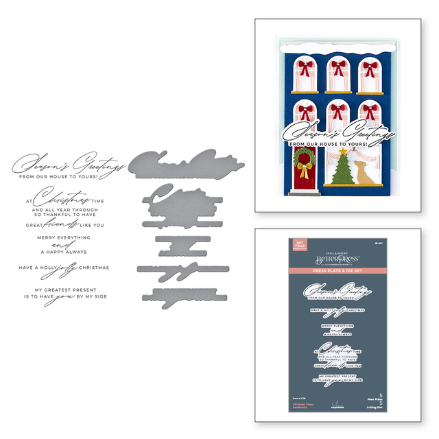 Christmas Cheer Sentiments BetterPress Plate & Die Set from the City Holiday Collection by Yana Smakula