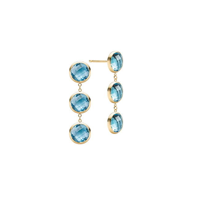 Newport Grand 3 Nantucket Blue Topaz Earrings in 14k Gold (December)