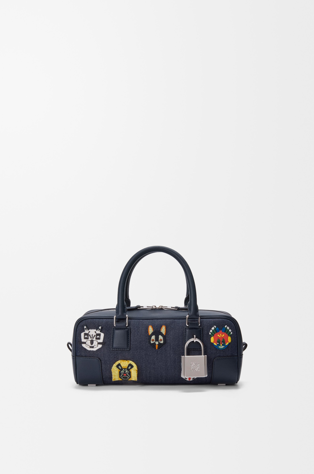 Cats Amazona 23 cropped bag in embroidered denim