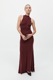 Racer Back Jersey Maxi Dress - Currant