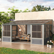 EROMMY 10X16 Lean to Sunroom for Backyard – Grey